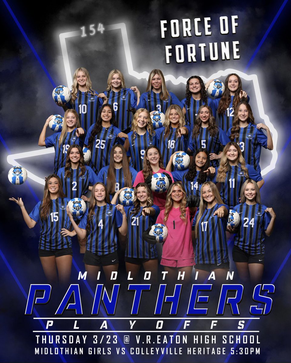 🚨Playoff Information🚨
📆 Thursday 3/23/23
⏰ 5:30pm
🏟️ V.R.Eaton
<a href="/midlo_gsoccer/">MHS Girls Soccer</a> 
<a href="/MHSPanthers/">Midlothian High School</a> <a href="/MISD_Athletics/">Midlothian ISD Athletics</a> <a href="/jlssquaredphot1/">jlssquaredphotography</a>