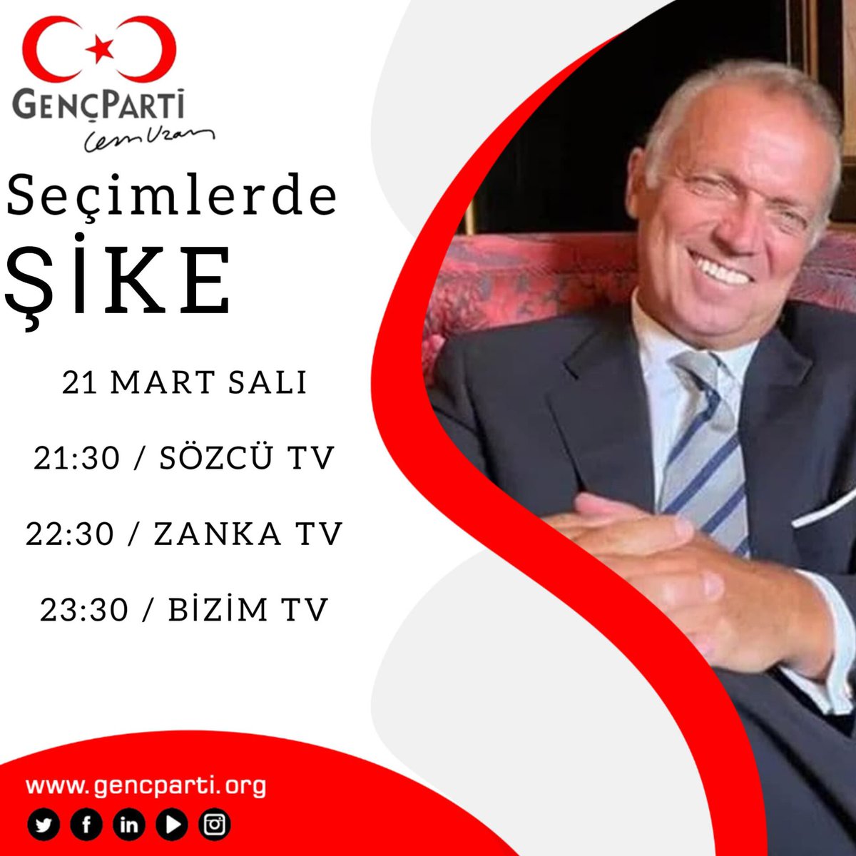 KorayGunuc's tweet photo. #cemuzan #gencparti #anayasa101 #2000lerinoyuadalete #yskya #100bin #21mart #3nisanyuzyuze @CemCUzan @uzanmhakan https://t.co/gOGcj6jELS