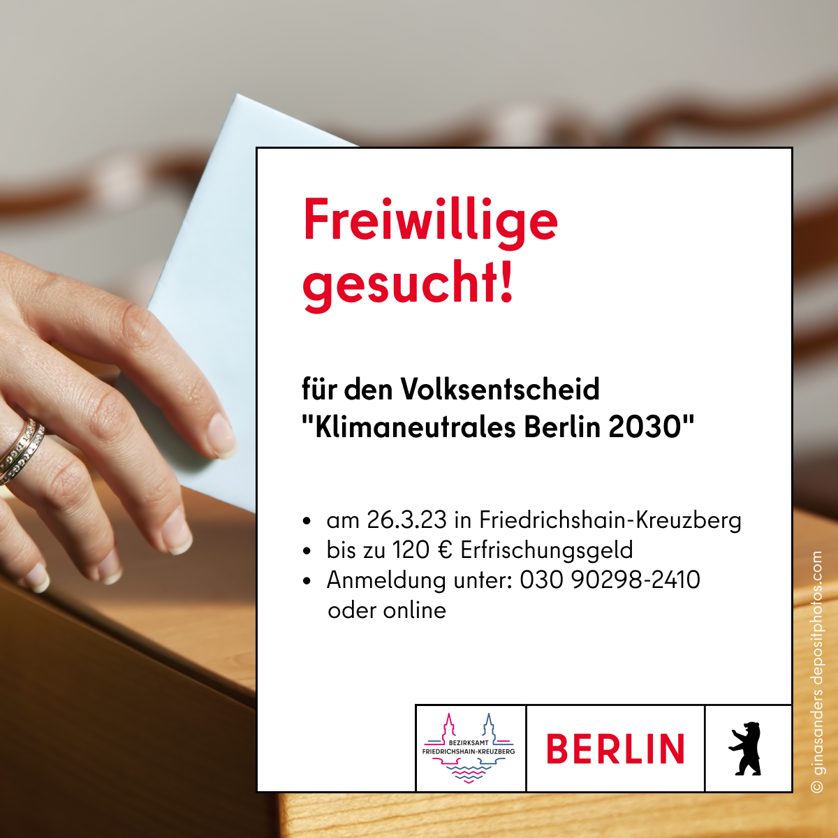 Bezirksamt Friedrichshain-Kreuzberg (@ba_xhain) on Twitter photo #Volksentscheid "Klimaneutrales Berlin 2030" Abstimmung an diesem Sonntag: Wahlamt #Xhain sucht noch kurzfristig Abstimmungshelfer*innen. Bewerbungen telefonisch oder online➡️berlin.de/ba-friedrichsh… #Volksentscheid "Klimaneutrales Berlin 2030" Abstimmung an diesem Sonntag: Wahlamt #Xhain sucht noch kurzfristig Abstimmungshelfer*innen. Bewerbungen telefonisch oder online➡️berlin.de/ba-friedrichsh…