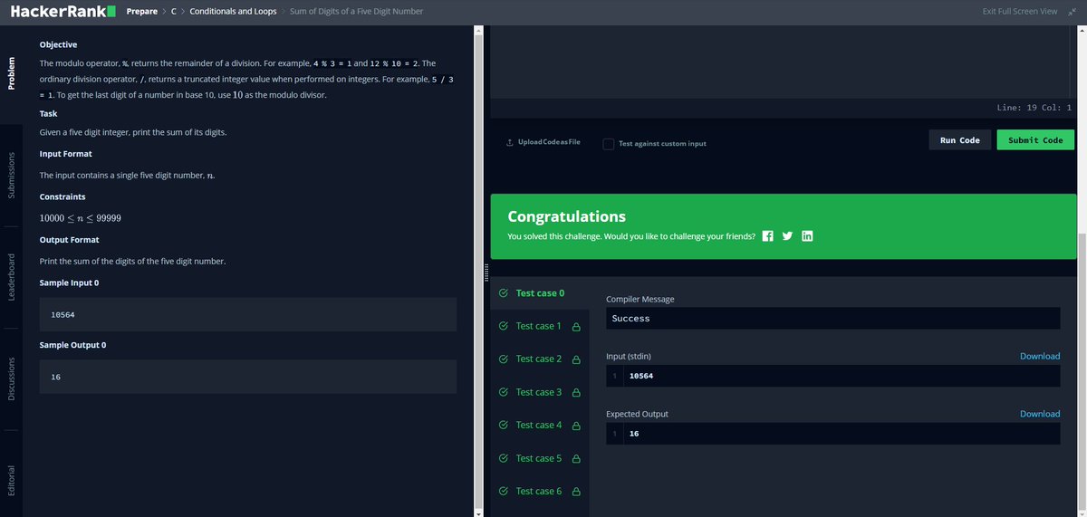 MerinMaryShibu's tweet photo. Day 16☑️
Conditionals and Loops in C✔️ 
#100DaysOfCode 
#C 
#HackerRank
#Coding https://t.co/JEjUCa3pvm