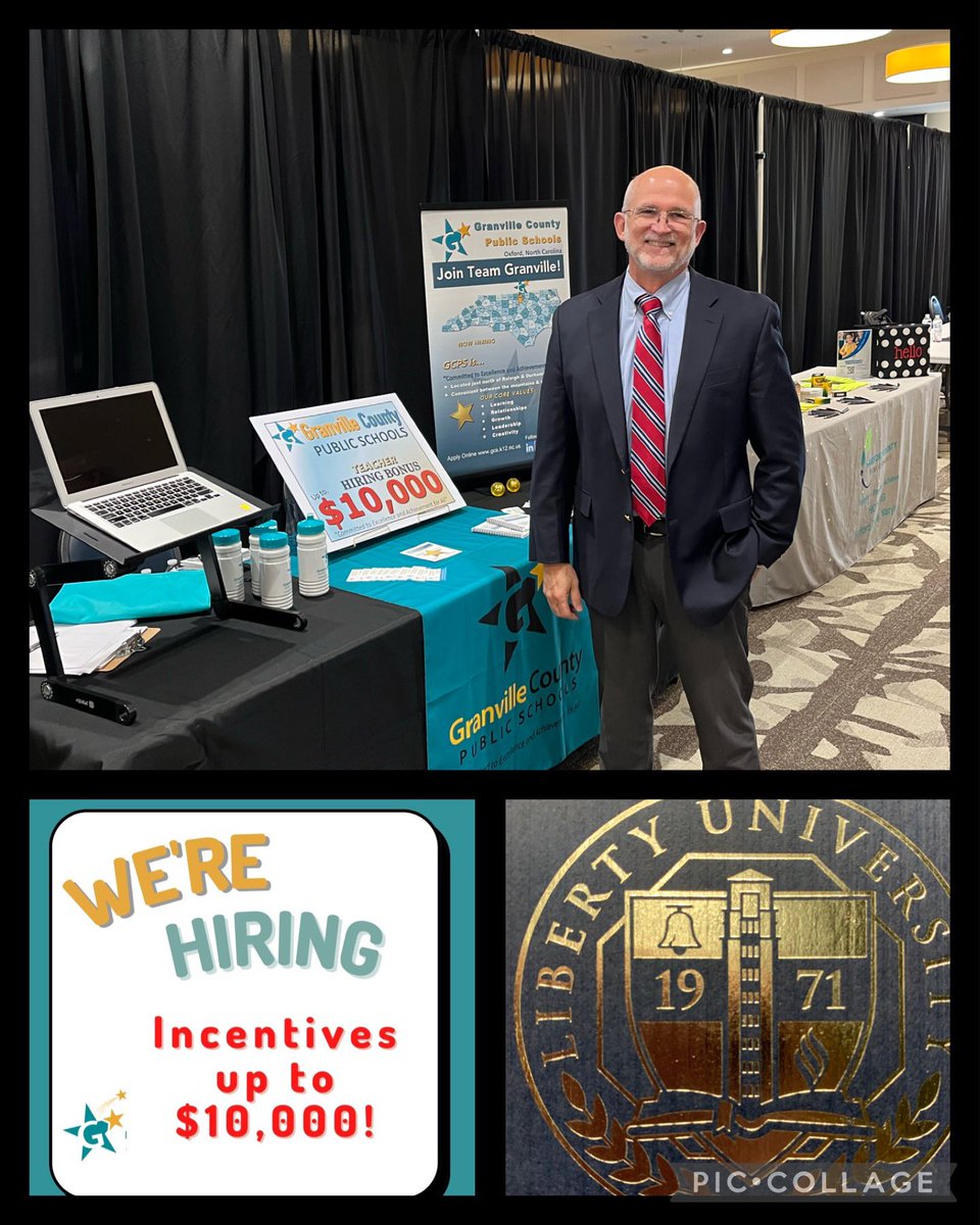 Recruiting <a href="/LibertyU/">Liberty University</a> <a href="/libertyucareers/">LU Career Services</a> this afternoon! Stop by to visit with Bill Graham &amp; learn about opportunities &amp; sign on bonus in <a href="/GCPSchools/">Granville Co Schools</a>! #recruitingGCPS
