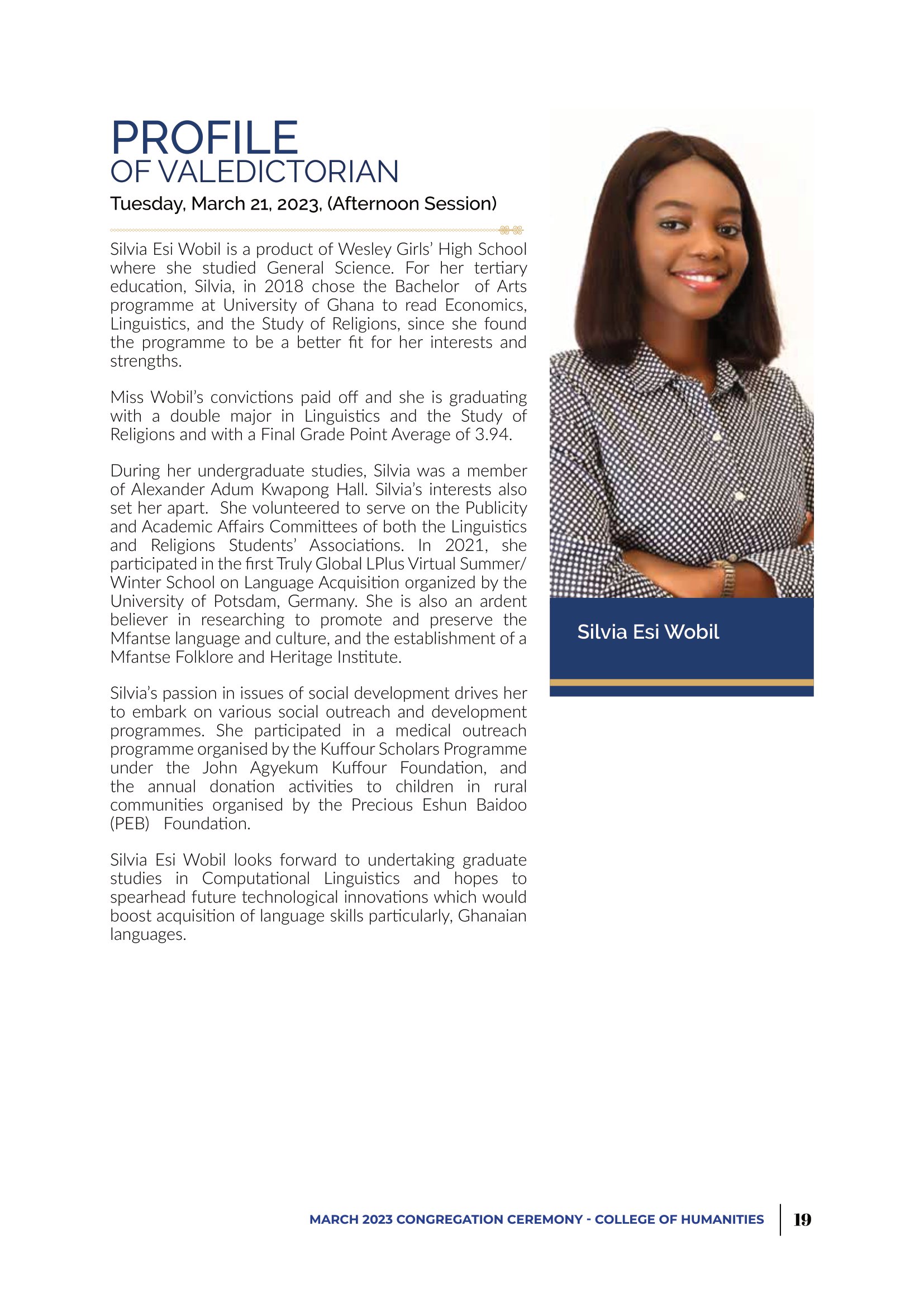 University of Ghana on X: &ldquo;Our valedictorian for this afternoon 