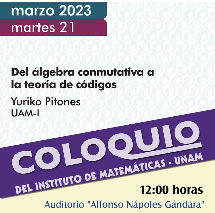 I. Matemáticas UNAM on Twitter "¡Los esperamos HOY en el Coloquio de
