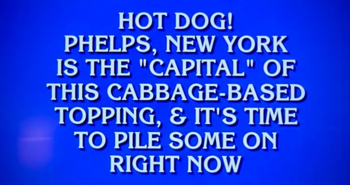 “Sauerkraut Capital” Phelps featured in Jeopardy answer on Tuesday night’s show