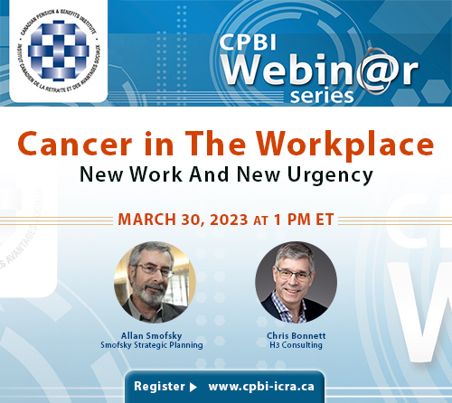 FREE Webinar for CPBI Members

<a href="/AllanSmofsky/">Allan Smofsky</a> and Chris Bonnett will review the current cancer landscape and highlight practical #opportunities for #workplace stakeholders to enhance #cancer care in the workplace.

Thursday March 30, 2023 1PM ET 
bit.ly/3FzhTk0http://…
<a href="/PfizerCA/">Pfizer Canada</a>