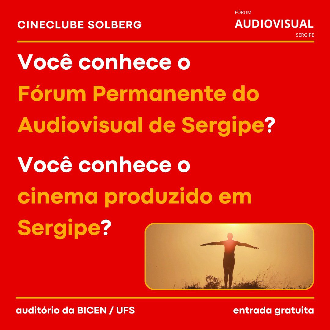 FPASergipe's tweet photo. Em parceria com o Cineclube Solberg , o FPA realizará uma mostra de filmes sergipanos no dia 28/03 no auditório da Bicen/UFS. A ação, além de exibir filmes dirigidos por realizadorxs locais, também será uma oportunidade para um diálogo sobre as pautas da Lei Paulo Gustavo. https://t.co/8UmJDO2lC7