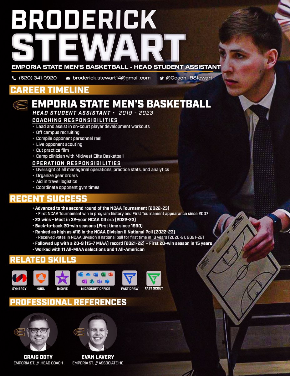 GA CANDIDATE!

We have had outstanding student assistants over the past five years at ESU.

Broderick is amongst the best. Player development, analytics, oversight of managerial tasks, no-ego approach… He produces!

Broderick graduates in May. If you need a GA, he is your guy.
