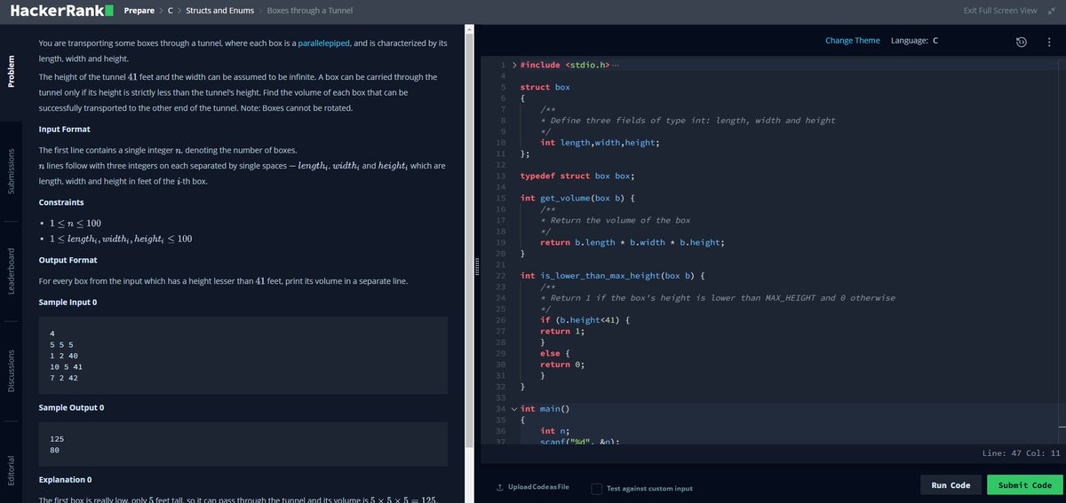 MerinMaryShibu's tweet photo. Day 19☑️
Structs and Enums in C✔️ 
#100DaysOfCode 
#C 
#HackerRank
#Coding https://t.co/btqBZF6Uc2
