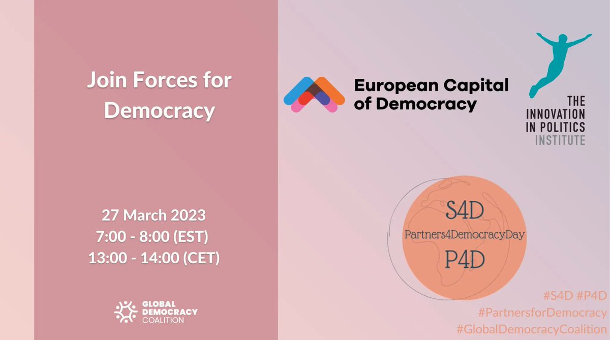 📢We will host a panel at #Partners4Democracy Day by <a href="/GloDemCoalition/">Global Democracy Coalition</a>!
🗓27 March, 13-14 CET online &amp; at the our #Vienna office
🎤Laura Thomas, Martina Fürrutter &amp; <a href="/sindarella79/">Stefan Sindelar</a>  will share their experience in strengthening #democracy through #ECoD
✅More: lnkd.in/eQP9K_JD