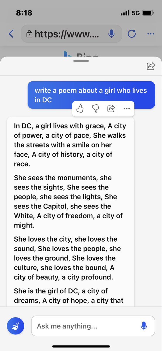 amarlevine's tweet photo. Google Bard first impressions… disappointed. No coding ability, anodyne responses, inferior poetry skills compared to Bing/chatGPT https://t.co/56oJ2oIQm0