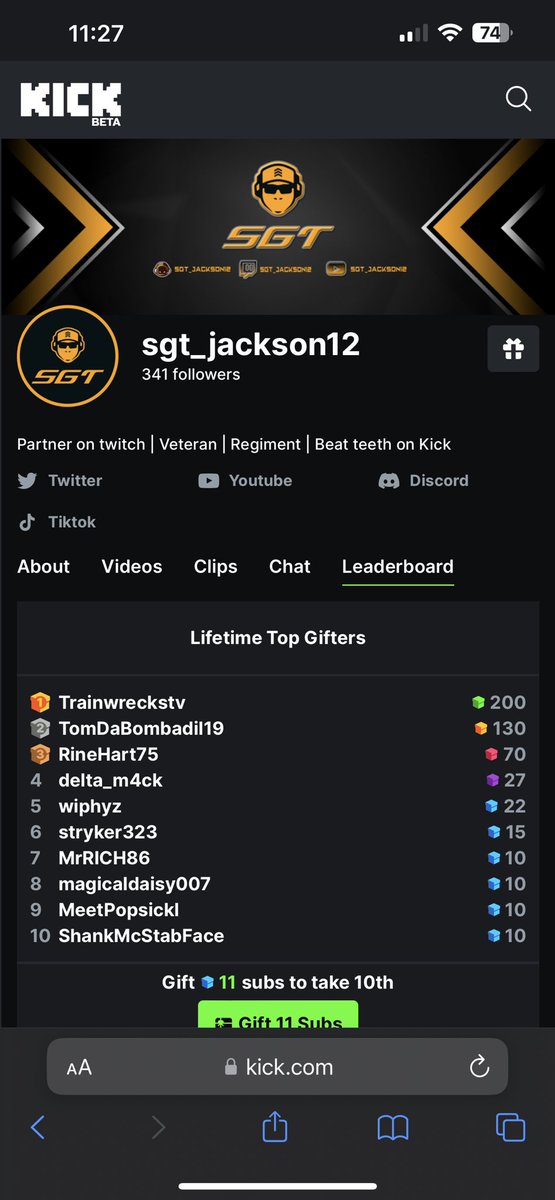 Let’s go!! We almost at 350 followers on <a href="/kick/"></a> 

Can we hit that today before we go live? 

Kick.com/sgt_jackson12