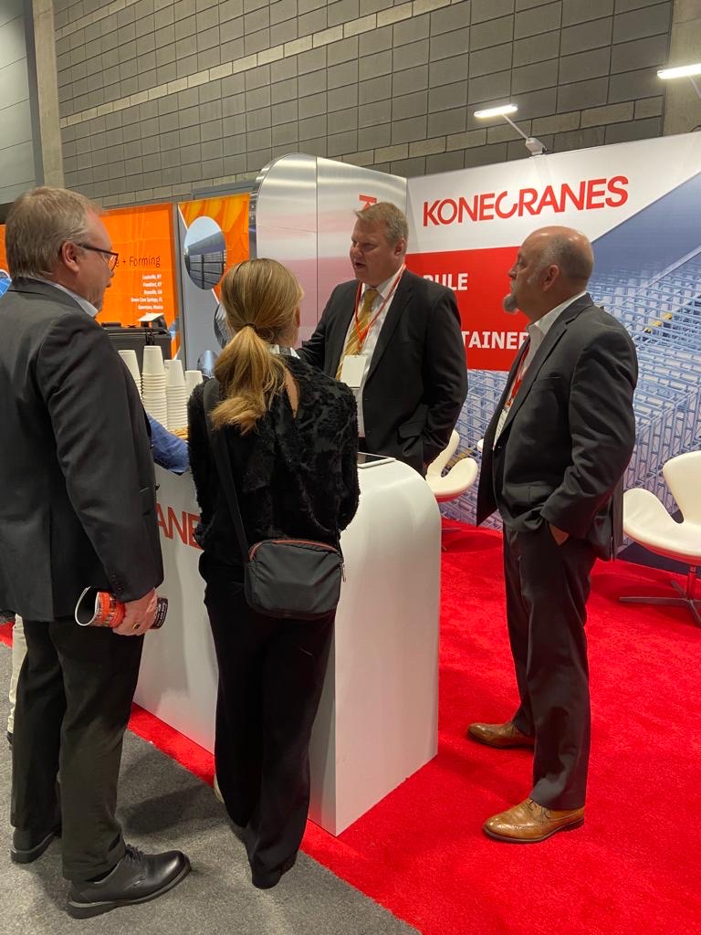 Konecranes's tweet photo. The Konecranes US sales force are at full speed at the Promat 2023 show in Chicago! Visit us by 23.3. at booth number #S154 to talk about the new era of efficient, safe & sustainable container storage. Read more about our offer👉 https://t.co/nXyqbxeJFg
#konecranes #ports https://t.co/Ox3rtlQaFl