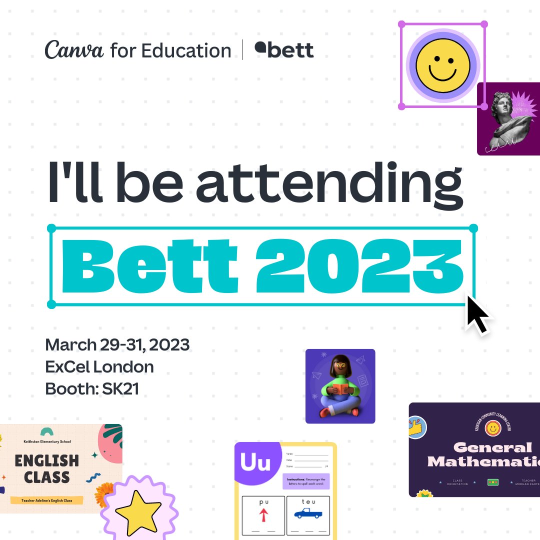 I'm excited to head to London for the <a href="/Bett_show/">Bett Global</a>!! Looking forward to meeting with educators from all over the world.🌍

Follow <a href="/CanvaEdu/">Canva Education</a> for live updates from the event or visit our dedicated BETT page: public.canva.site/bett2023

#Bett2023