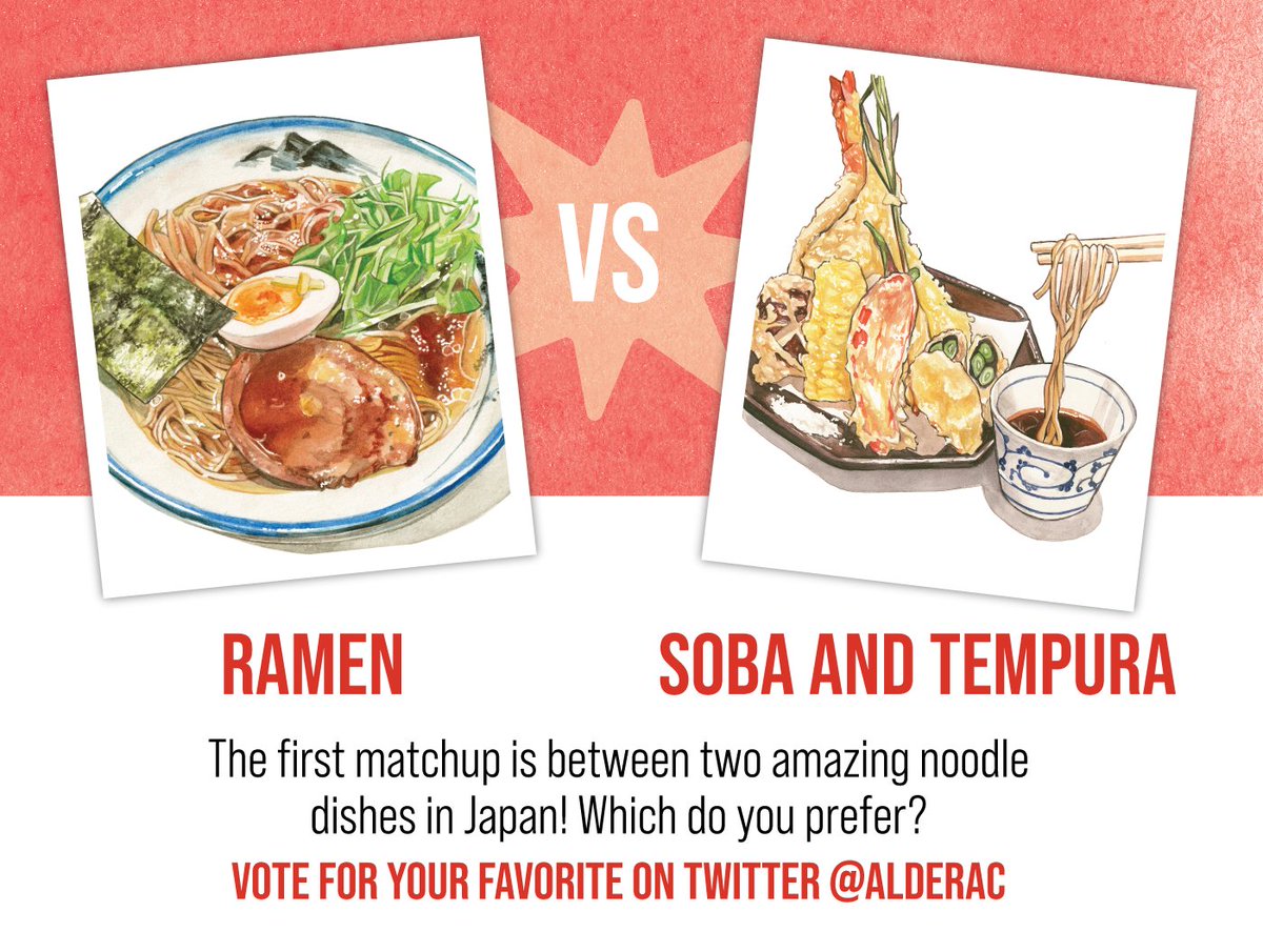 alderac's tweet image. Day 1 of the #LetsGoToJapan Sumo Tournament bracket features 2 noodle dishes!

Tune in our Kickstarter Page once launched to see the full bracket:
kickstarter.com/projects/alder…

Vote now in the comments!