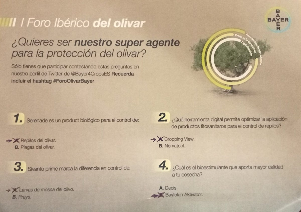 Esta semana participamos en el Foro Ibérico del olivar de <a href="/Bayer4Crops/">Bayer | Crop Science</a> #ForoOlivarBayer