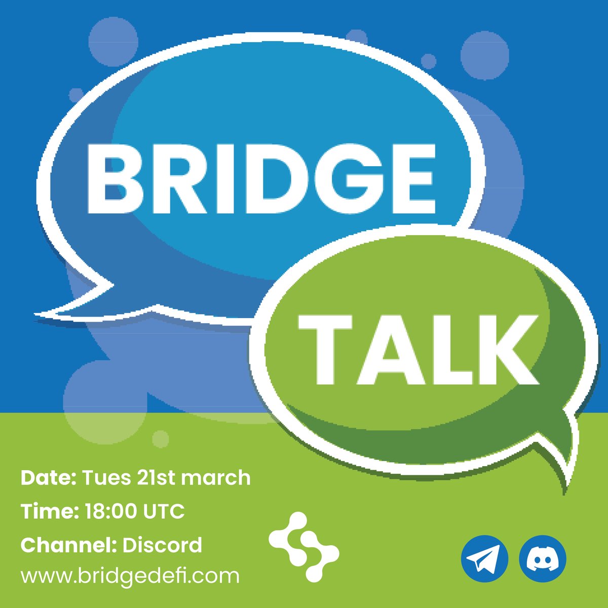 bridge_defi's tweet photo. Join us today for a BridgeTalk where we will discuss whats new on https://t.co/irsscPejRN and the lead up to to our official Launch.
18.00 UTC. 14.00 EDT 11.00 PDT
Discord: https://t.co/5841zePWac
#BridgeDeFi #blockchain #bridgelearn https://t.co/WBzbCqb4g9