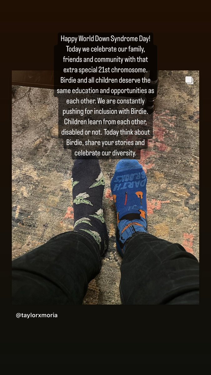 TaylorMoria's tweet photo. It’s World Down Syndrome Day. Wear your crazy socks for Birdie! https://t.co/5RaY3L7PTa