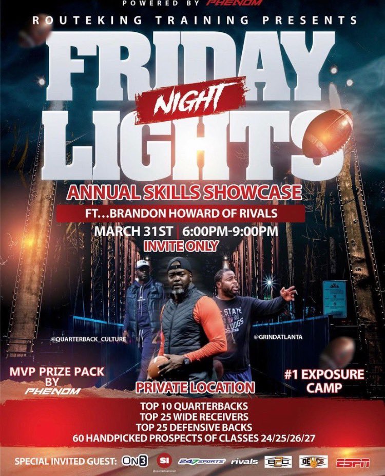 Thanks for the invite!  <a href="/grindatlanta/">Kevin Pope</a> <a href="/routeking_1/">RouteKing</a> <a href="/BHoward_11/">Brandon Howard</a> <a href="/On3Recruits/">On3 Recruits</a> <a href="/RecruitGeorgia/">Recruit Georgia</a> <a href="/GAVarsityRivals/">GaVarsity</a> <a href="/CoachMoore313/">Earl Moore</a> <a href="/aiefootballinfo/">AIE Football</a> <a href="/247recruiting/">247Sports Recruiting</a> @Mansell247 <a href="/Nawf_Recruits/">Norcross High School Football Recruits</a>