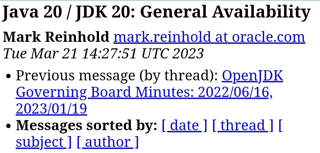 saidraiss_sr's tweet image. JDK 20 is now generally available 🎉
#Java #lovejava
mail.openjdk.org/pipermail/anno…