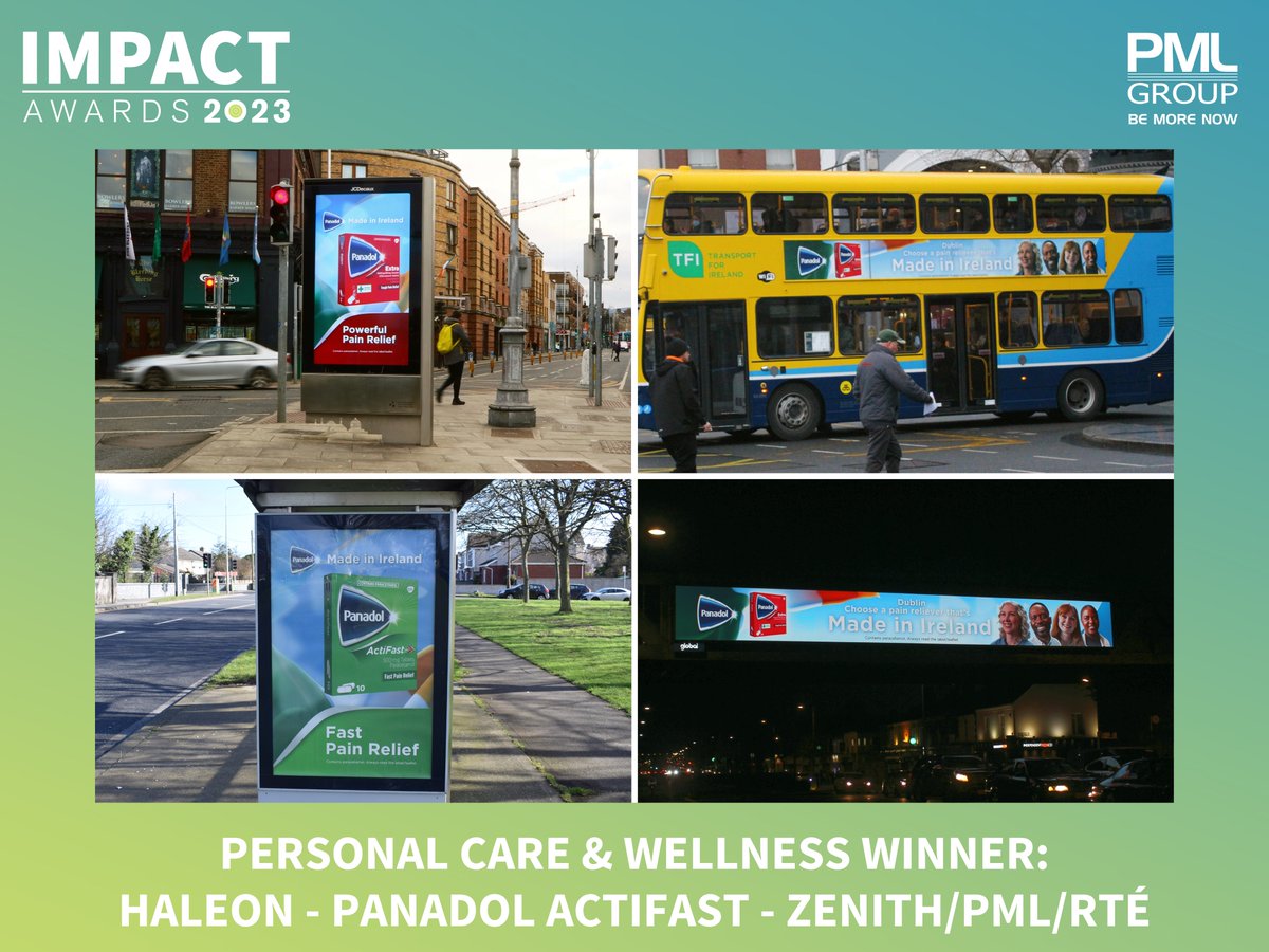 PMLGroup's tweet photo. Congratulations to @Haleon_health’s Panadol Actifast, which comes out on top in the Personal Care &amp; Wellness category 💊

Their eye-catching creative was unmissable, with media planned by @ZenithIreland &amp; PML and creative from @rte. 

#ImpactAwards23 
#BeMoreNow https://t.co/YqbFPm7Ogx