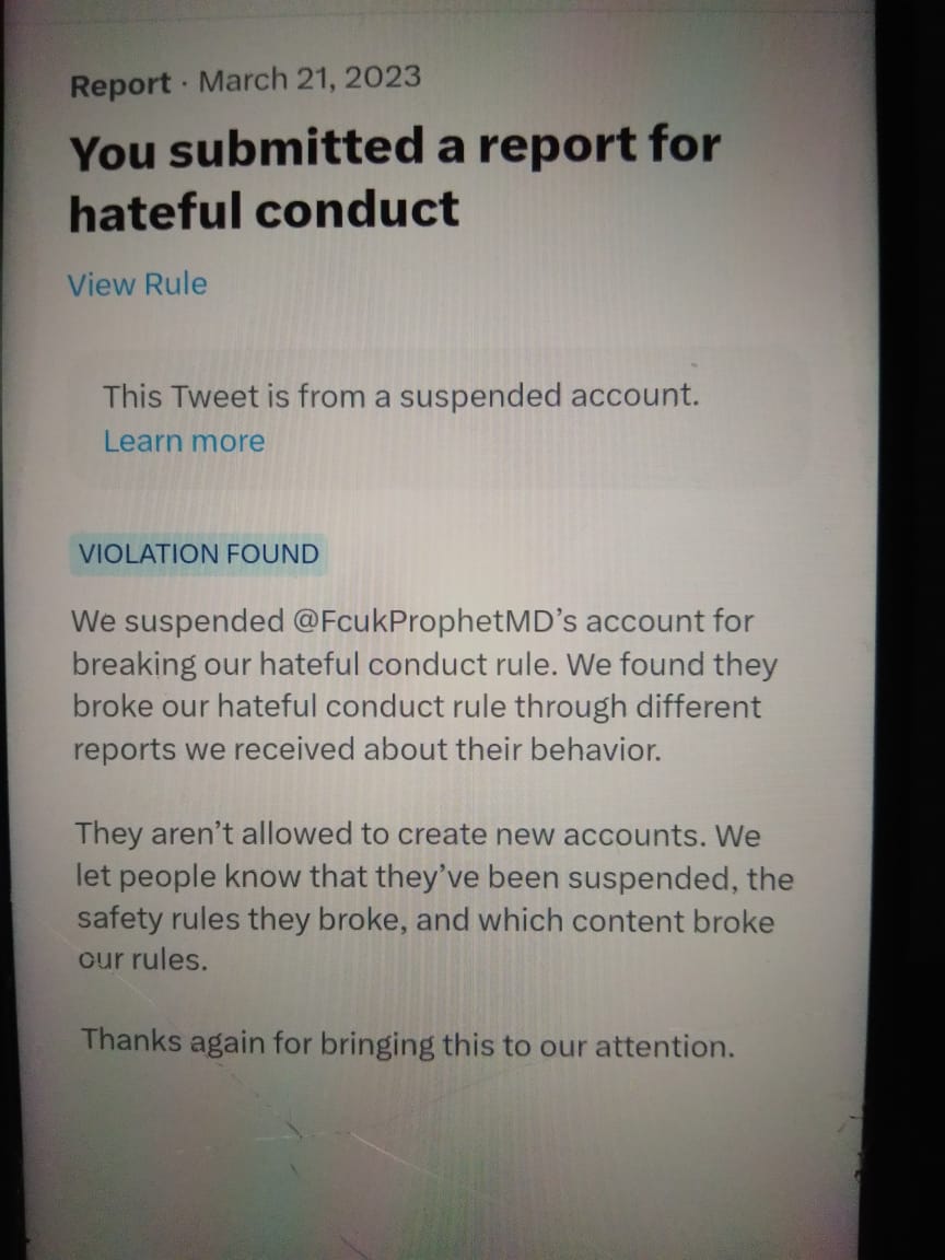 aapkatohid's tweet photo. Thanks @Twitter for suspending this account. He was continuously spreading hatred against our Prophet Mohammad (PBUH), and Islam religion. There should be no place for such idiots on Twitter. #ProphetMuhammad https://t.co/Cf7UYdTzes