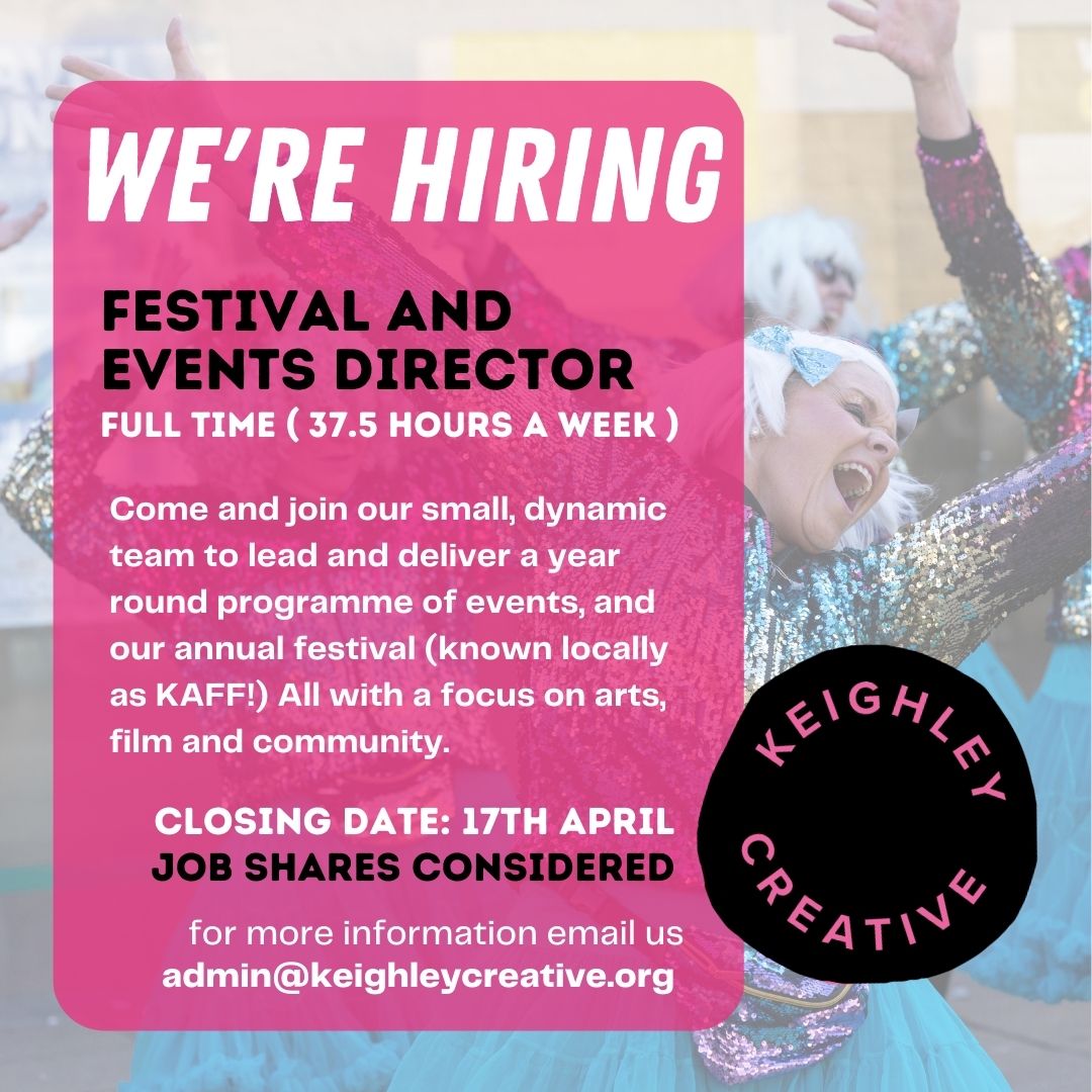 CreativeKly's tweet image. If you would like to apply for the role click the link in our bio or if you would like more information or to have an informal chat, please email admin@keighleycreative.org

#keighley #keighleycreative #artsjobs #job #bradford #bradford2025 #keighleyartsandfilmfestival #KAFF2022