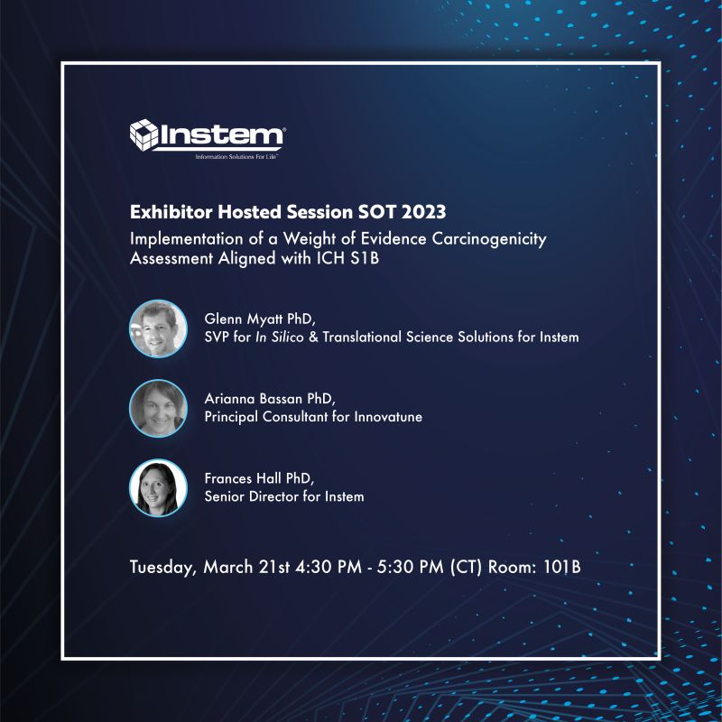 #2023SOT - Don't forget to join this afternoon's presentation "Implementation of a Weight of Evidence Carcinogenicity Assessment Aligned with ICH S1B" - 4:30pm in Room 101B - see you there!