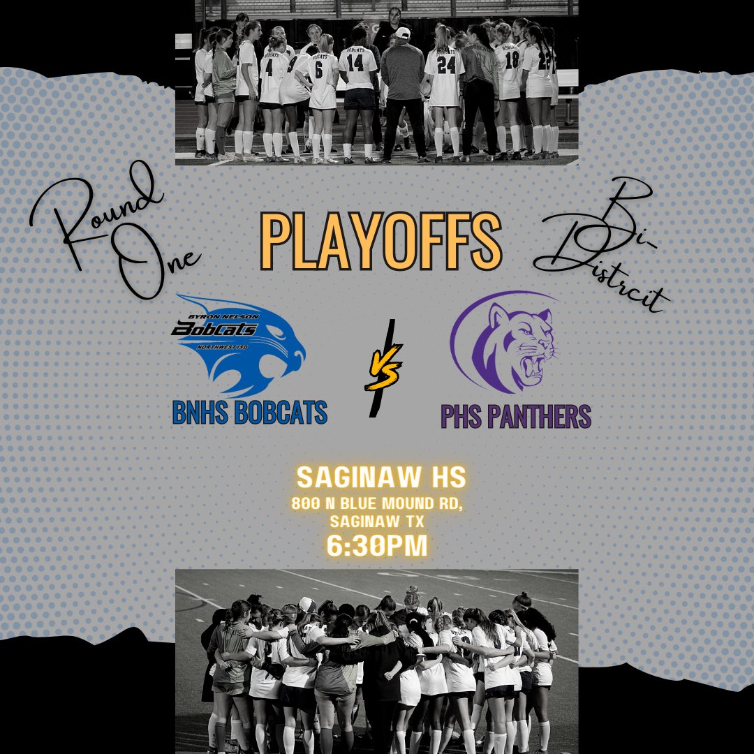 Mark your calendars for this Friday, ROUND 1️⃣ the ladies will take on the Paschal Lady Panthers in 
Bi-District Playoffs 💪🏻⚽️‼️

🆚Paschal Lady Panthers
🗓️3/24/23
⏰6:30pm
📍Saginaw HS
📱🎟️ saginawathletics.com/HTtickets
