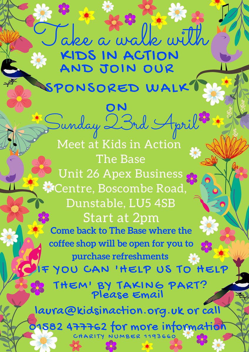 Help us to Help Them by joining us on Sunday 23rd April for the Kids in Action family sponsored walk!! Bring the whole family along for a great day out. Please email laura@kidsinaction.org.uk to get involved and sign up!!! #kidsinaction #family #helpustohelpthem #sponsoredwalk