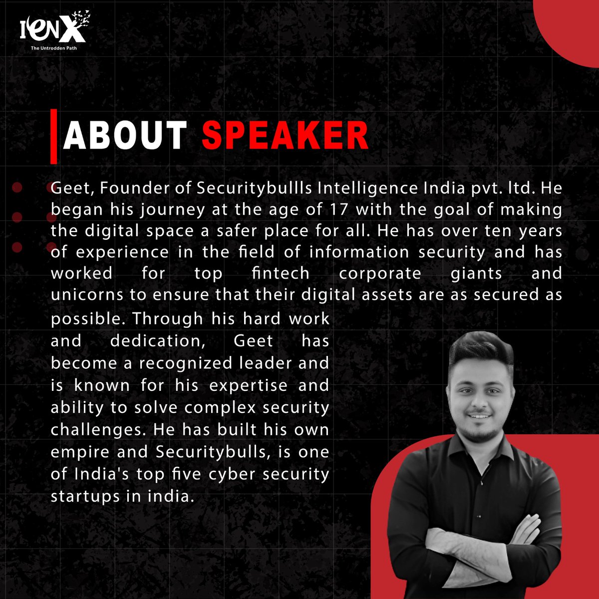 edc_acropolis's tweet photo. Mr. Geet is here to guide us through the latest trends in the ever-changing landscape of cyber security.
So tighten your seatbelts and get ready to hear from this eminent person.
#ESummit #esummit2023 #esummitacropolis2023 #Entrepreneurship #ienx #Speaker https://t.co/J0iURYYCBS