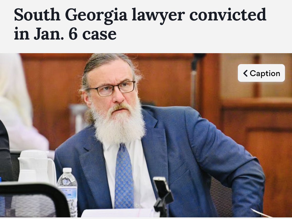 Laurieluvsmolly's tweet photo. 🚨BREAKING-Former President Trump fan, member of #MAGACult, William Calhoun, 59, found GUILTY by bench trial of felony obstruction (up to 20 yrs in prison) and 4 misdemeanors for January 6th Insurrection. Get this-he’s an attorney!!
#NeverForgetJanuary6th
#GOPSeditiousTraitors https://t.co/2W51WMpUJI