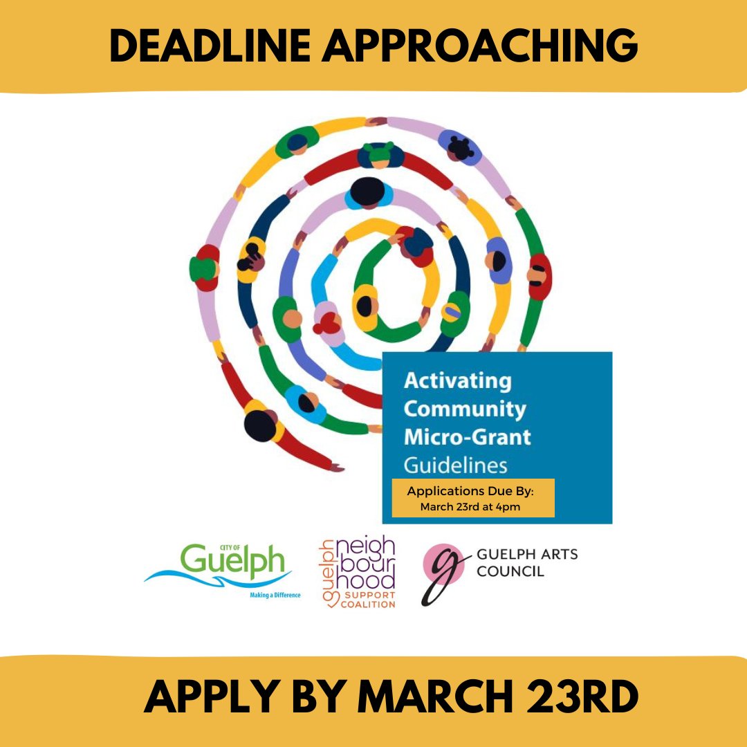 guelpharts's tweet image. DEADLINE APPROACHING, apply by MARCH 23RD

The micro-grants are available for projects or initiatives that request a minimum of $500 and a maximum of $1000. 

Micro-Grant Applications are due March 23 before 4pm⁠

Follow the link!

guelpharts.ca/uncategorized/…