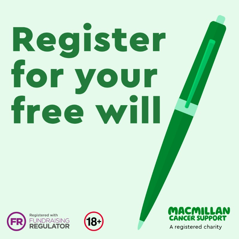 macmillancancer's tweet photo. Our Free Will Service is an easy way to create your lasting legacy. Register today and consider a gift to Macmillan. Free simple will. Terms apply.