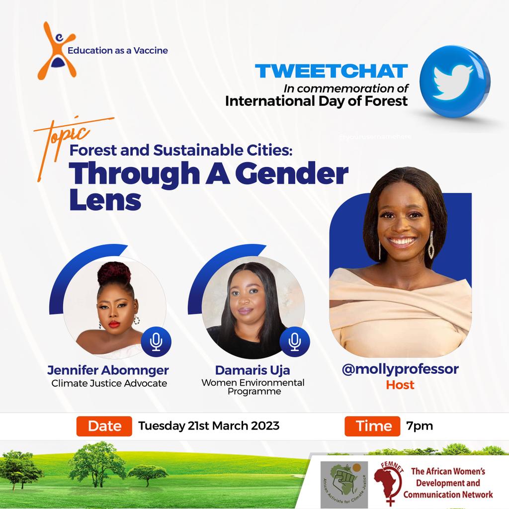 To commemorate international Forest day, we  consider climate justice in forest conservation.

 Join us as we unveil practical solutions to achieve this and center women and girls in any and all climate adaptation and mitigation plans.

#internationaldayofforests