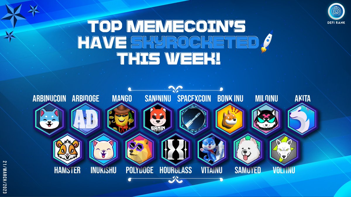 Defi_Rank's tweet photo. Top Memecoin's have SKYROCKETED this week!
@ArbinuCoin
@ArbiDogecoin
@mangomanintell
@SANININU
@spacexcoin_spxc
@bonk_inu
@MiloInu
@AKITA_network
@_hamster_coin
@InuKishu
@PolyDoge
@Hourglass_Wait
@VitaInuCoin
@samoyedcoin
@VoltInuOfficial
#DefiRank #BSC #BNB #Binance #DeFi https://t.co/ozK9Dm0Xuw