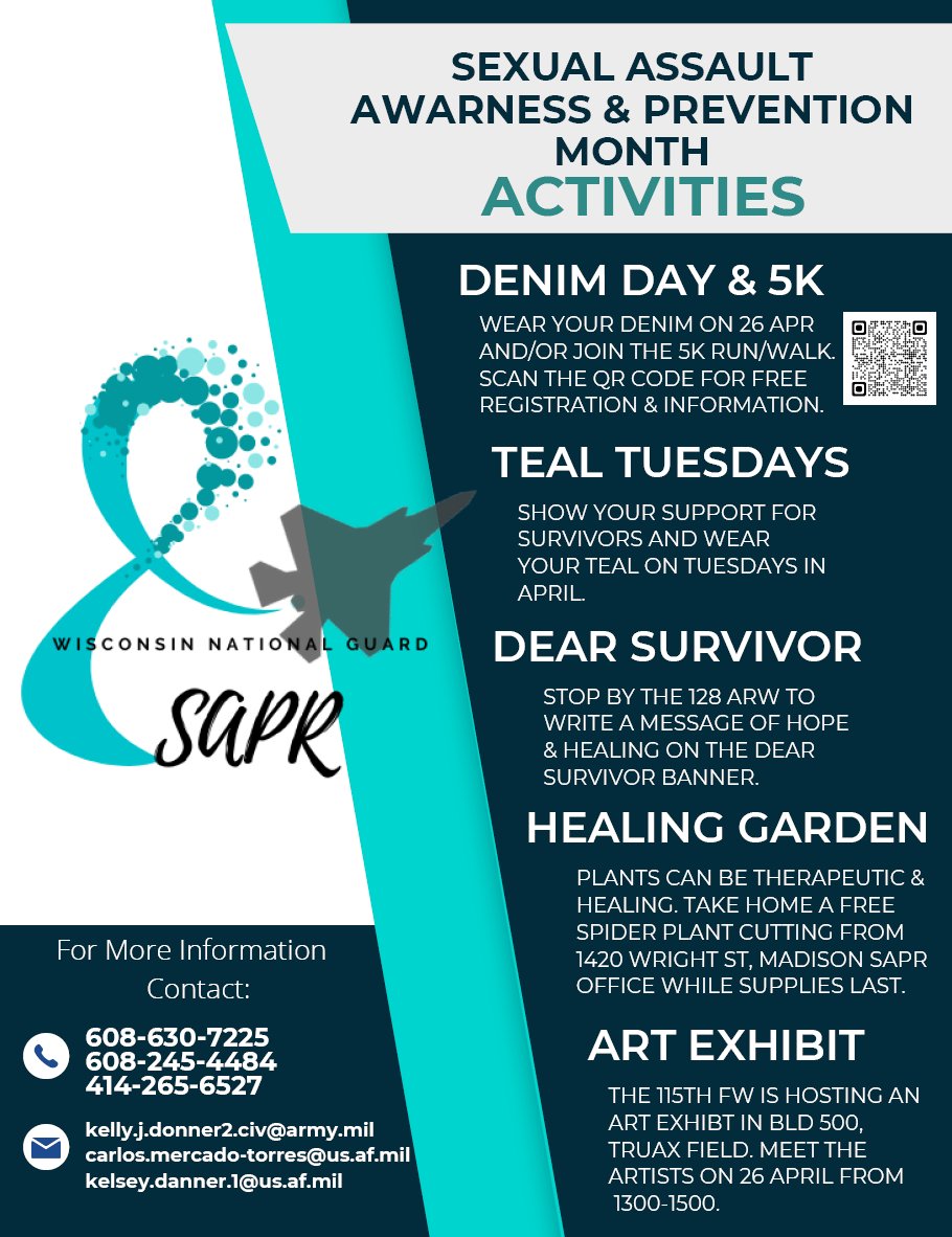 Tomorrow is the 1st day of April - a month which the @USDOD declared as Sexual Assault and Awareness Prevention Month. This year's theme is 'STEP FORWARD. Prevent, report, advocate.' Check out some activities going on this month sponsored by our #WING Family Programs. #SAAPM