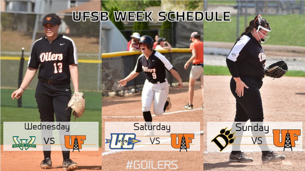 UFOilerSoftball's tweet photo. This week we have the following Schedule
Wednesday at Wayne State University
Saturday home vs. Ursuline College
Sunday home vs. Ohio Dominican University

Stay tuned for changes to schedule as the weather continues to work against our plans :) https://t.co/2VSkIuDZdc
