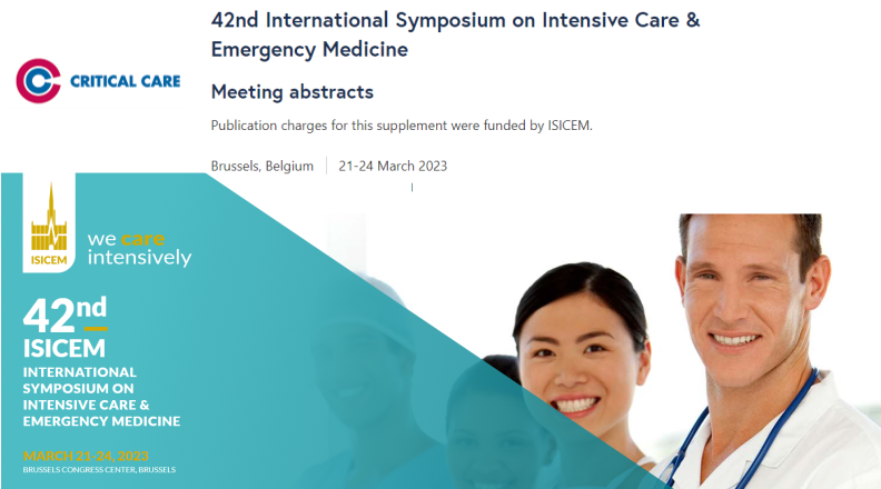 Crit_Care's tweet photo. Meeting abstracts from 42nd International Symposium on Intensive Care & Emergency Medicine are now live!
@ISICEM #ISICEM #isicem23 #ICCommunity #shapingICUfuture @jlvincen
https://t.co/ujUMyWmIGB https://t.co/RFxgelCmAI