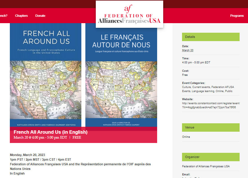 KathySteinSmith's tweet photo. So happy to have participated in the author panel on "French All Around Us/Le français autour de nous" @ la Fédération des Alliances Françaises USA. Un grand merci à tous!🙂@franceintheus @nousfoundation @FACNH_official @PeggyFeehan @franceinnyc @knharrington @HeritageProgram https://t.co/pL9r15hjOq