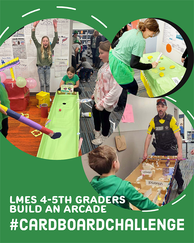 sacsk12tweets's tweet photo. As part of STEM activities, @LMESEagles 4-5th graders put their Engineering skills to work creating an ARCADE. As innovators and problem solvers, students used cardboard and other recyclables to design and build interactive games to play. #SACSPride #cardboardchallenge https://t.co/TB1jz4S40W