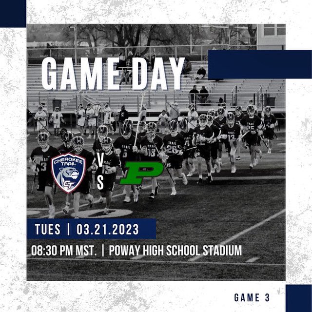 🚨It’s GameDay🚨
Tune in to watch the Cherokee Trail Men’s Varsity Lacrosse team as the take on Poway High School in Southern California. The game will be streamed on the NFHS Network. 

Game starts at 8:30 pm MST / 7:30 pm PST

Skocougs! 🐾

nfhsnetwork.com