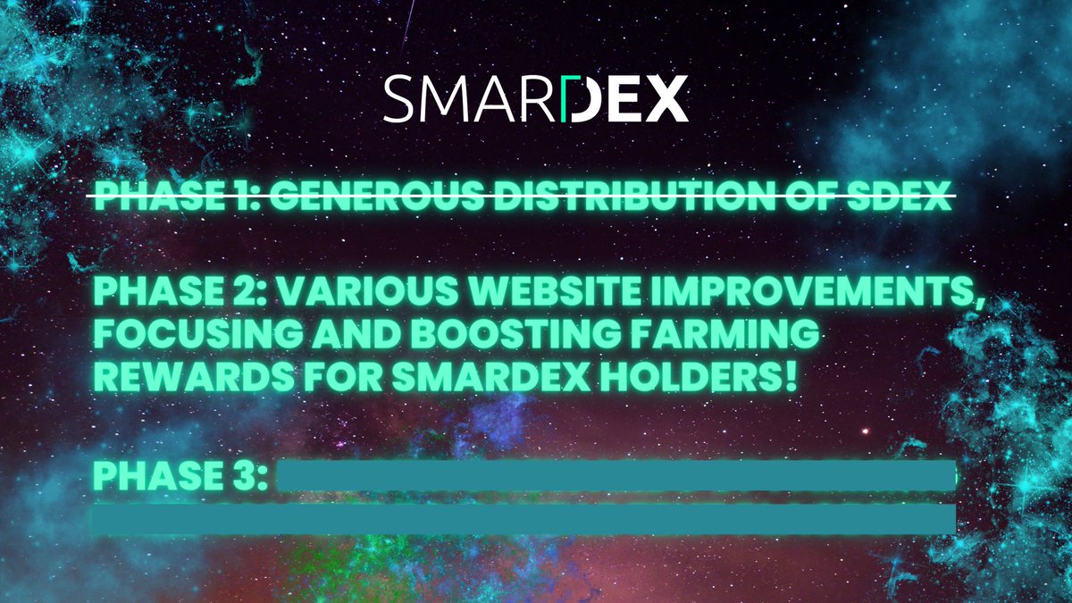 every_thing's tweet photo. In 90 min, Phase 1 concludes &amp; Phase 2 begins! 

Kudos to #SmarDex Phase 1 participants🎉 

Token acquisition grows tougher, while holders reap rewards!✨ What will phase 3 be about? https://t.co/PqkGmZYkJh