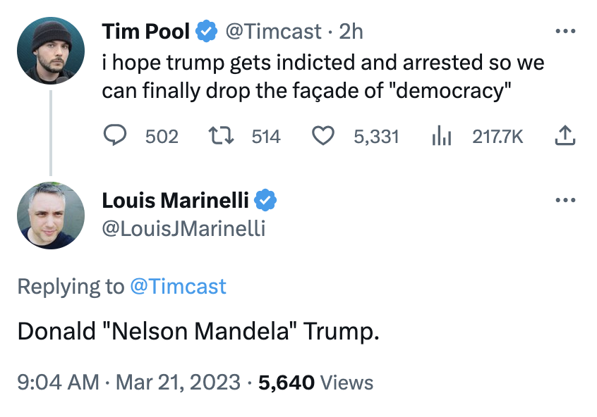MattBinder's tweet photo. a decade ago, michael brooks and i were riffing before an episode of @majorityfm and he spontaneously came up with his classic "Right Wing Mandela" character

if only he was still with us to experience this exciting new chapter https://t.co/m9xUJ83eEN