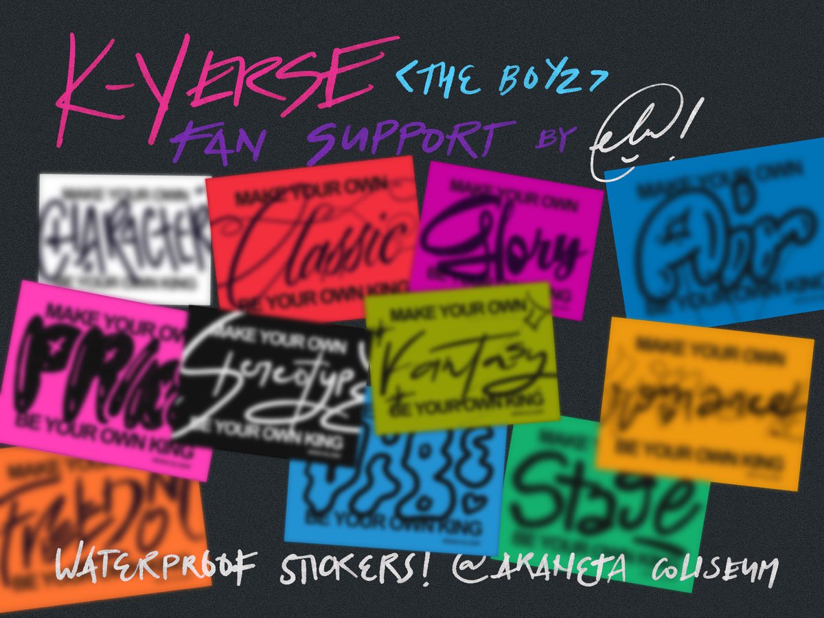 k-verse <the boyz> alert ! 🔔
byok stickers fan support 

get 1 of 11 stickers (waterproof, randomly distributed, limited copies only)
🗓️ 04/11/2023, araneta coliseum 

more details to follow ⬇️

see you ! 🌟