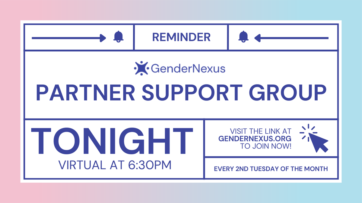 GenderNexus's tweet photo. See you tonight for Partner Support Group, link at https://t.co/mcAiXVFx2p to join! https://t.co/yC6kCwTSVJ