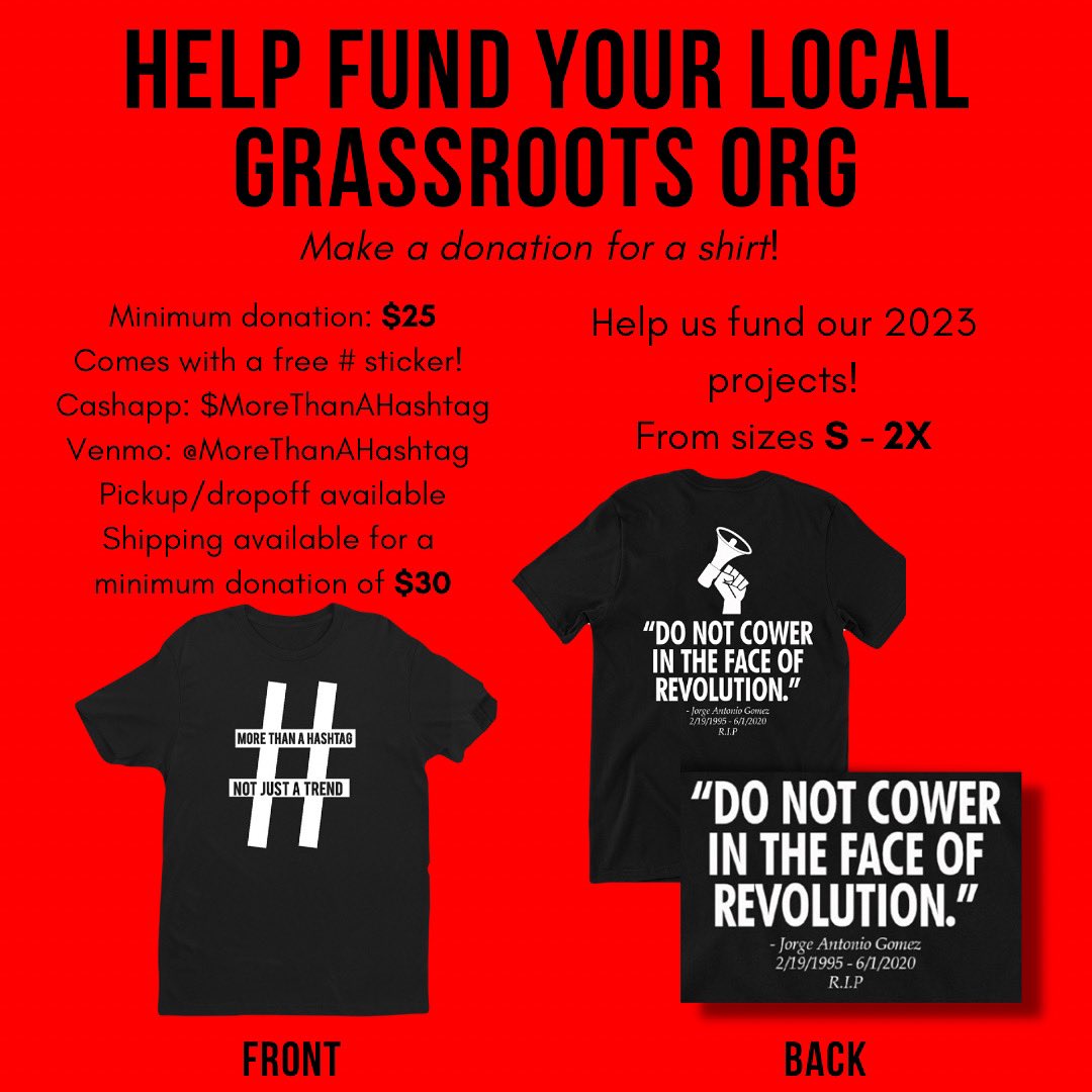 mtah_lv's tweet photo. The #MTAH shirts are back!!!
We are selling shirts to raise funds for our projects we plan to launch in 2023. Minimum donation is $25 but you can donate more!
Every shirt comes with a free sticker!!!
DM for details or email: morethanahashtaglv@gmail.com https://t.co/Q2YcMefhjB