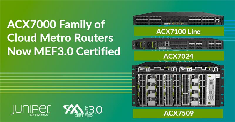 leonardl's tweet photo. We are pleased to announce that @JuniperNetworks' ACX7509 has joined our growing portfolio of @MEF_Forum 3.0 certified products! Congratulations to the team on this awesome milestone. ✨

Learn more about our other Metro Ethernet Forum certified products:  https://t.co/XiRSf5uI2a https://t.co/dH9vLPk8nT