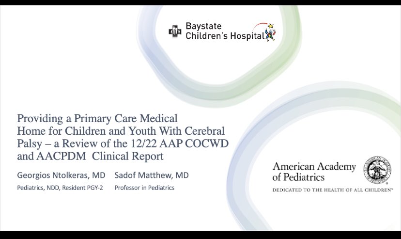 What a great pleasure and honor to have presented today on the #grandrounds of the Department of #pediatrics of Baystate Health Children Hospital the new Clinical report of the #aap on Cerebral Palsy with a great physician and mentor, Dr. Matthew Sadof 
#pediatrics #CPawareness