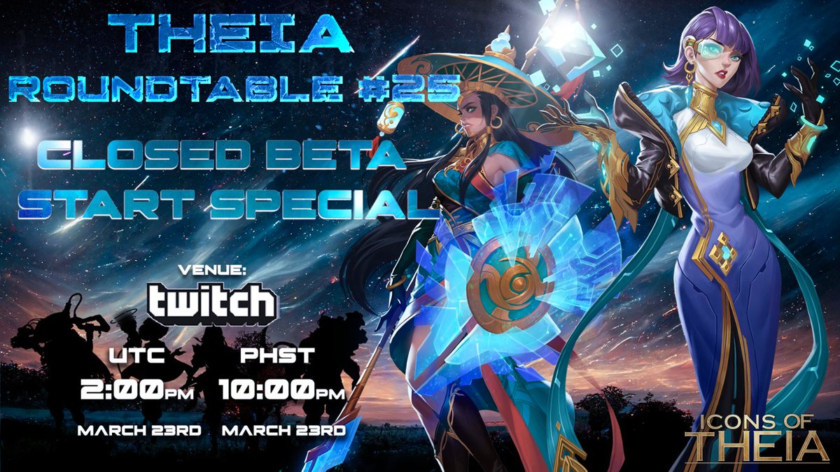 IconsOfTheia's tweet image. Theians!

With the Closed Beta starting March 23rd we're celebrating with a SPECIAL edition of the Theia Roundtable👀

We'll be chatting with you, discussing IoT, and facing some of our Beta Testers LIVE on stream🔥

Bring your A-Game and see you there 😉: twitch.tv/iconsoftheia