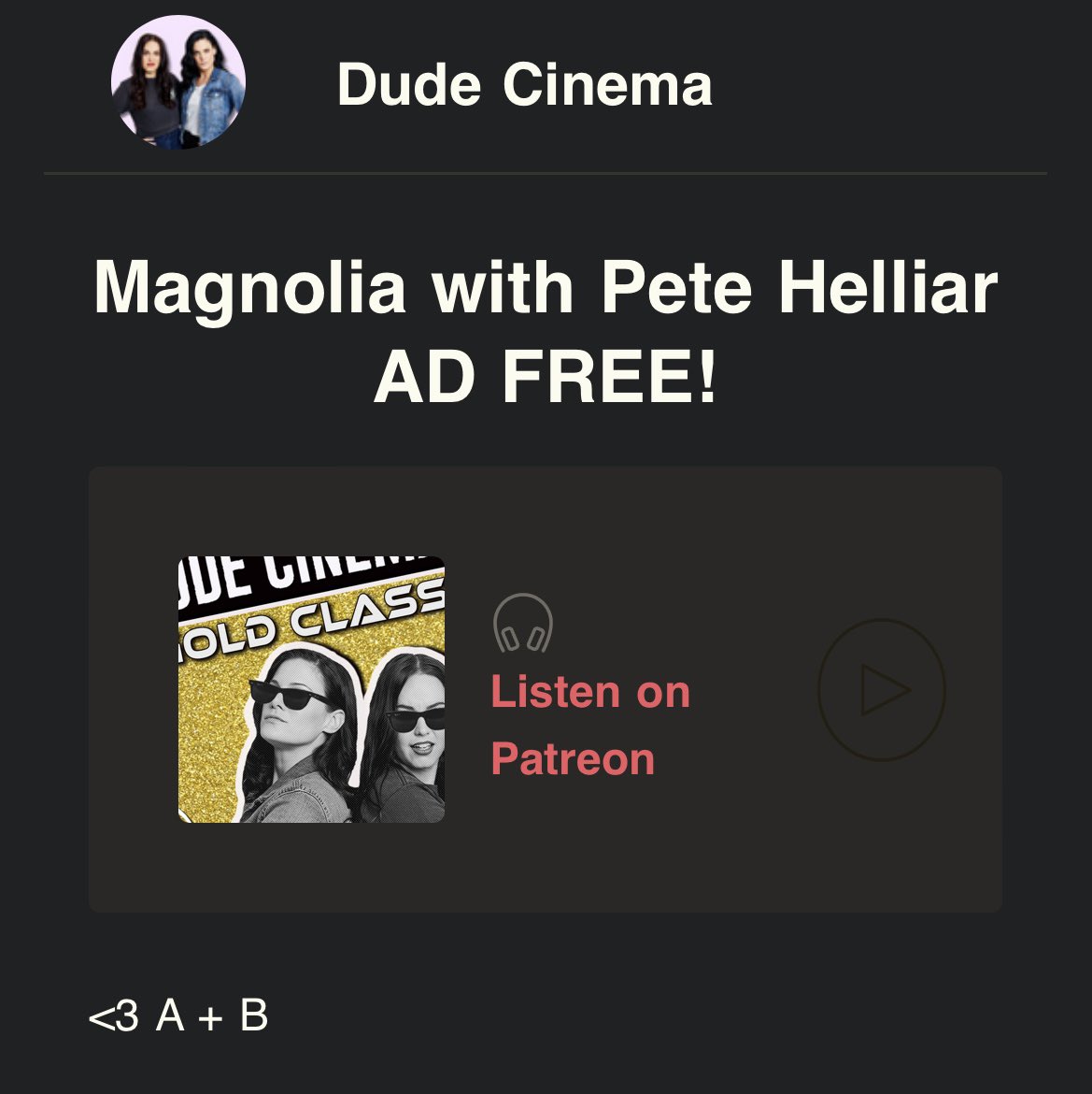 <a href="/pjhelliar/">Peter Helliar</a> <a href="/dudecinemapod/">Dude Cinema Podcast</a> <a href="/alexjae1/">Alex Jae</a> @beccharlwood Well I know what I’ll give a rewatch to sometime today before I listen to this